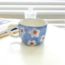 Axyaa Hand Pinched Ceramic Flower Mug, Irregular Design, Colorful Breakfast Cup