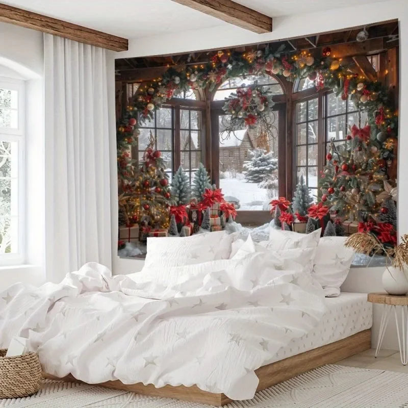 Axyaa Winter Wonderland Christmas Tapestry: Festive Home & Outdoor Decor