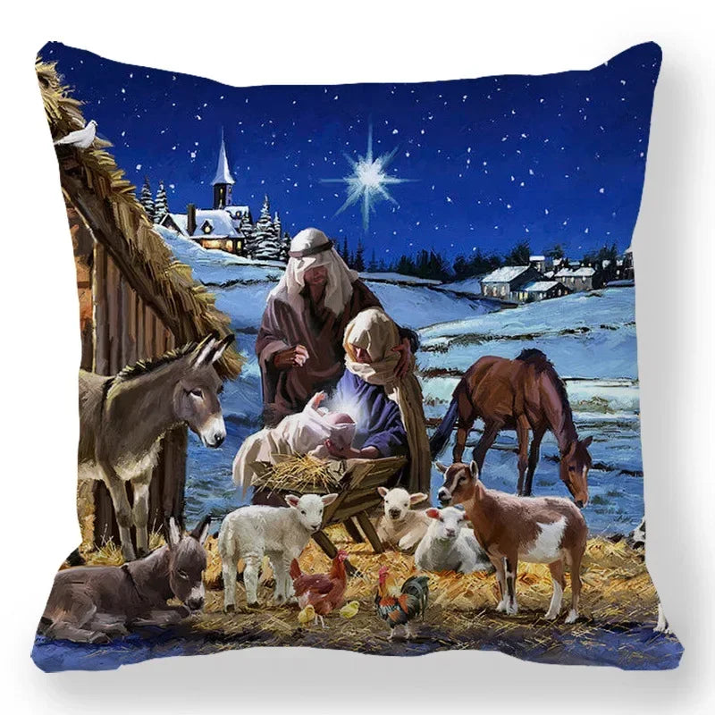 Axyaa Santa Print Pillowcase for Christmas and New Year Decor