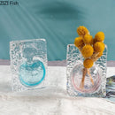 Axyaa Glacier Wrinkles Glass Vase Hydroponic Flower Pots for Modern Home Decor