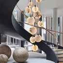 Axyaa Copper Marble Chandelier: Modern Luxury for Living Room, Bedroom, Restaurant, Villas & Homestay