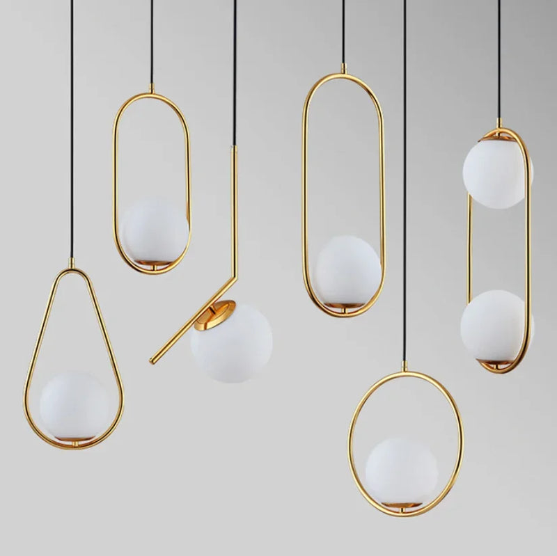 Axyaa Metal Pendant Lights Glass Ball Nordic Decor Hanging Lamp