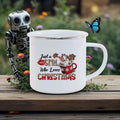 Axyaa Festive Red Car Enamel Mug Christmas Drinkware for Cozy Holidays