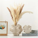 Axyaa Geometric Wavy Porcelain Vase Petal Shape Flower Arrangement Home Decor