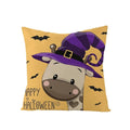 Axyaa Halloween Pillow Cover 45x45 - Pumpkin Owl Cat Spider Sofa Cushion Decor