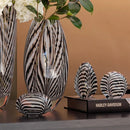 Axyaa Murano Style Black & White Feather Glass Vase: Hand Blown Art for Decor & Centerpiece