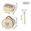 Axyaa Stainless Steel Divided Lunch Box with Spoon - Leak-proof Bento Container