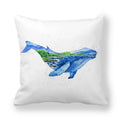 Axyaa Ocean Blue Whale Throw Pillow Cover, 45x45CM, Sea Fish Decor Pillows