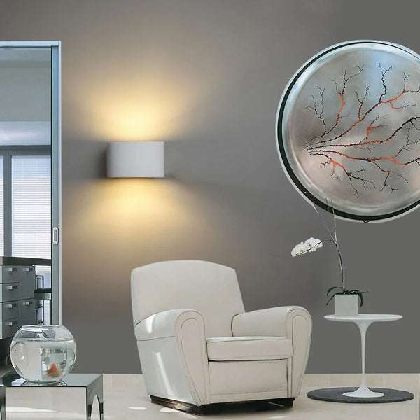 Nordic Plaster Wall Lights Up&Down Sconce for Bedroom Reading White Axya