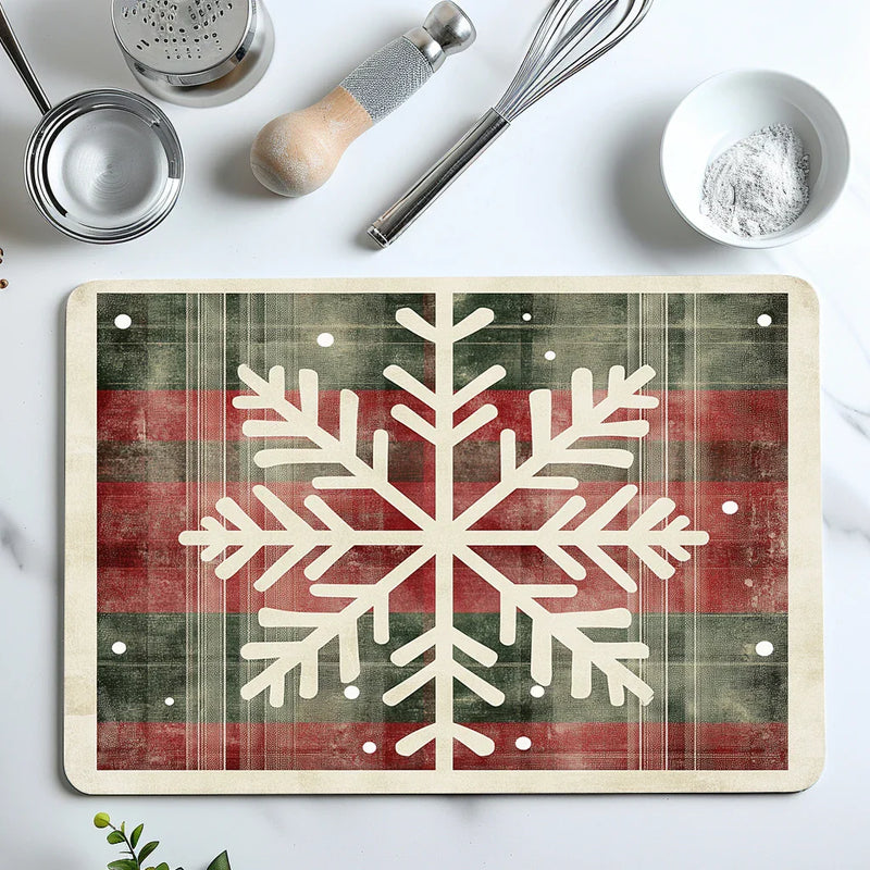 Axyaa Christmas Dish Drying Mat Non-slip Kitchen Counter Pad Heat Resistant Placemat