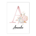 Axyaa Pink Flower Animals Baby Name Canvas for Girls Bedroom