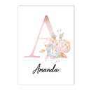 Axyaa Pink Flower Animals Baby Name Canvas for Girls Bedroom