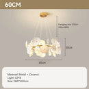Axyaa Ceramic Chandelier: Elegant Lotus Leaf Design, Creamy Finish, Luxury Lighting for Home & Restaurant