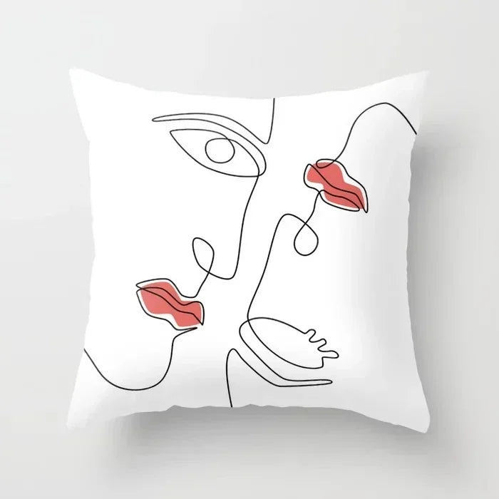 Axyaa Abstract Art Couple Portrait Pillow Cover 45X45CM