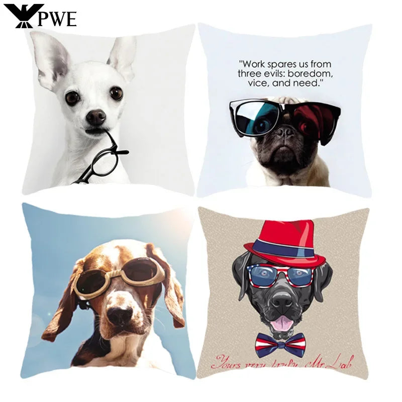Axyaa Cute Dog Pillowcase | Cartoon Animal Square Cushion for Girls Room