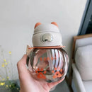 Axyaa Kids Bear Straw Water Bottle | Kawaii Mini Tumbler Sippy Cup