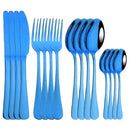 Axyaa 16-Piece Pink Gold Stainless Steel Cutlery Set - Dinnerware Flatware Tableware Kit