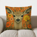 Axyaa Rabbit & Flowers Decorative Pillow Cover for Sofa, Bedroom, Car