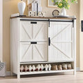 Axyaa Farmhouse Shoe Storage Cabinet: 2 Flip Drawers, Sliding Door, Rustic Hidden Organizer