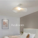 Axyaa Nordic Fabric LED Ceiling Light Bedroom Chandelier, White Minimalist Home Decor Lamp