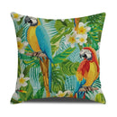 Tropical Birds Linen Pillowcase Set for Decorative Throw Cushions by Axyaa