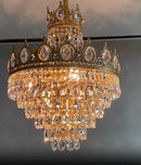 Axyaa Gold Crown Crystal Chandelier: Elegant Luxury Ceiling Light for Home