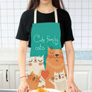 Axya Cute Cat Print Cotton Linen Sleeveless Apron for Cooking Baking Kitchen
