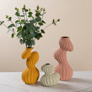 Axyaa Geometric Twisted Stripes Ceramic Vase for Abstract Flower Arrangement & Home Decoration