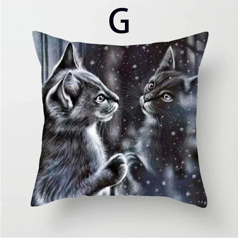 Cat Pattern Cushion Cover 45x45cm - Ideal Sofa & Home Decor Gift by Axyaa