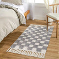 Axyaa Nordic Cotton Linen Tassel Rug - Handmade Checkerboard Tufted Mat for Living Room
