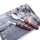 Axyaa 24-Piece Stainless Steel Wooden Handle Cutlery Set