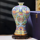 Axyaa Plum Design Cloisonne Enamel Ceramic Vase: Asian Style Home Decor & Table Centerpiece