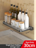 Axyaa Kitchen Spice & Condiment Rack: Wall Mounted, Foldable, Multifunctional Utensil Organizer