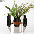 Axyaa Geometric Metal Vase for Chic Room Decor