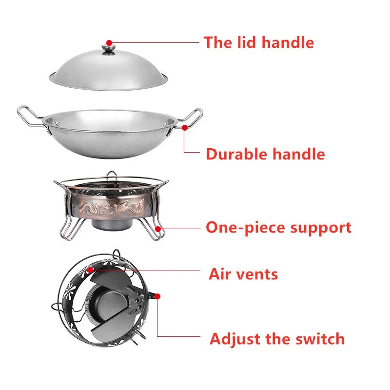 Axya Stainless Steel Portable Hot Pot/Outdoor Lamp/Cooking Stove - Restaurant Tableware