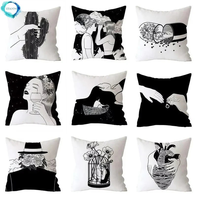 Axyaa Art Pattern Throw Pillow Case for Home Sofa Seat Room Decor