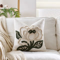 Axyaa Green Flower Embroidery Pillowcase - Decorative Sofa Throw Cushion Cover