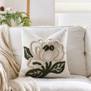 Axyaa Green Flower Embroidery Pillowcase - Decorative Sofa Throw Cushion Cover