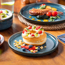 Axyaa Blue Reactive Glaze Ceramic Tableware Set, 12/24Pcs with Dinner, Dessert Plates, Bowls
