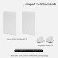 Axyaa White Metal Book Ends: Stylish Book Dividers for Shelves, Home Office