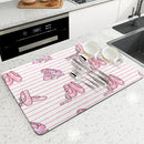 Axyaa Ballet Shoes Desk Drain Pad: Heat Resistant Non-slip Dish Drying Mat