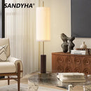 Axyaa Nordic Iron Art Floor Lamp with Fabric Lampshade Design and LED Lights