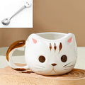 Axyaa Cartoon Cat Ceramic Cup with Spoon | Creative 430ml Coffee Milk Tea Mug