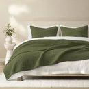 Axyaa Heather Dark Green Cotton Blend Queen Quilt Set