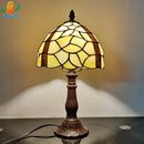 Axyaa Beige Glass Table Lamp Tiffany Style Bedroom Night Light