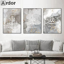 Gold Abstract Alhamdulillah Islamic Calligraphy Canvas Print by Axyaa for Living Room Decor