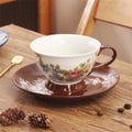 Axyaa Retro Flower Ceramic Coffee Cup&Saucer Set Elegant Teaware