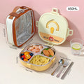 Axyaa 304 Stainless Steel Divided Lunch Box with Cutlery & Leakproof Design