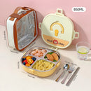 Axyaa Stainless Steel Divided Lunch Box with Cutlery - Leakproof & Portable