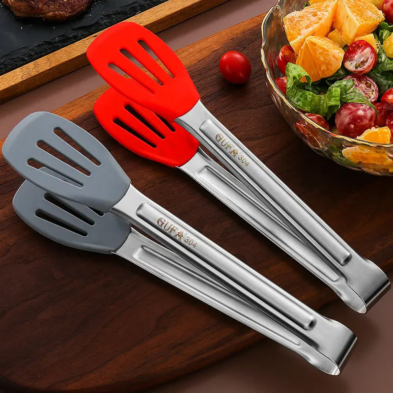 Axyaa Silicone Hollow Head BBQ Tongs for Home Cooking Essentials